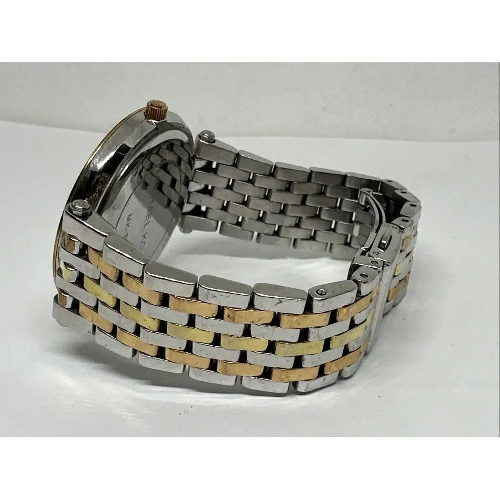 Michael Kors Darci MK3203 Women's Tri-Tone Glitz Analog Dial Quartz Watch NUL27